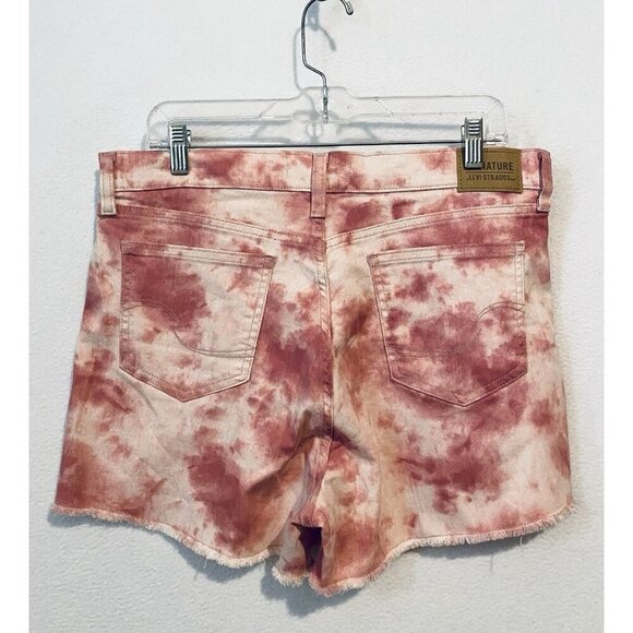 Levis Signature Shorts Womens 14 Pink Tie Dye Denim Heritage High Rise Boho - Picture 3 of 5